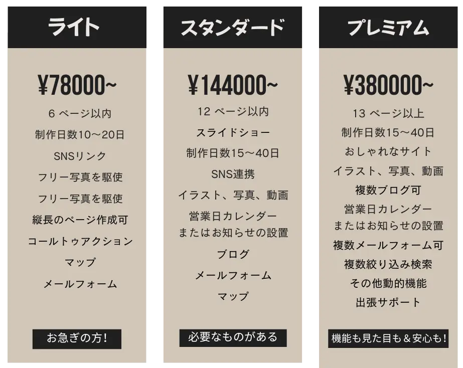 料金表